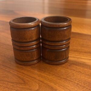 Round 2” Dark Wooden Finish Napkin Ring Set of 4